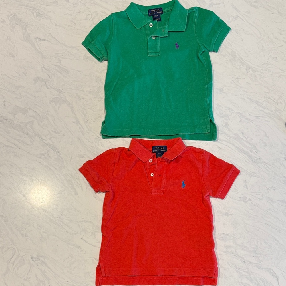 Polo by Ralph Lauren Green & Red Kids Short Sleeve Polo Shirts
